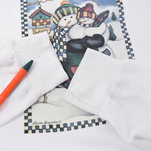 Laurie Korsgaden Snowman Sweatshirt XL Signed Wildside Cottagecore Grandma Chic - Picture 9 of 14